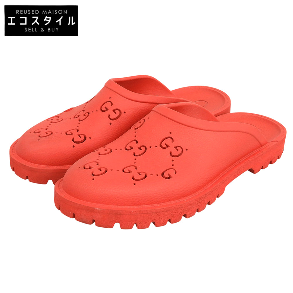 GUCCI グッチ カットアウト GG ラバー スリッポン サンダル シューズ メンズ レッド 10 655517 シューズ