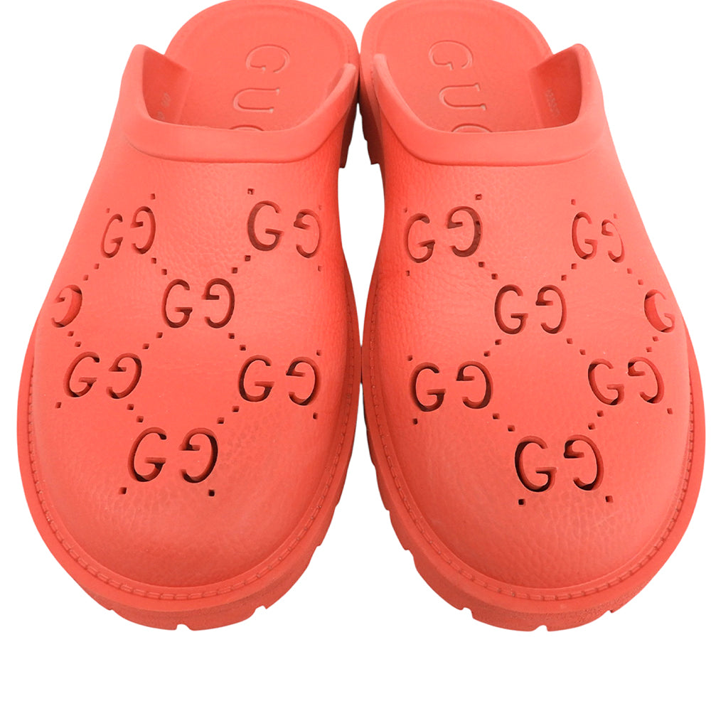 GUCCI グッチ カットアウト GG ラバー スリッポン サンダル シューズ メンズ レッド 10 655517 シューズ