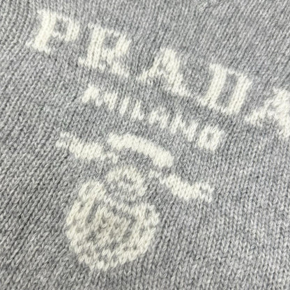 PRADA プラダ 24年製 P24U1T グレー ロゴ ウールxカシミヤ クルーネック 長袖ニット トップス