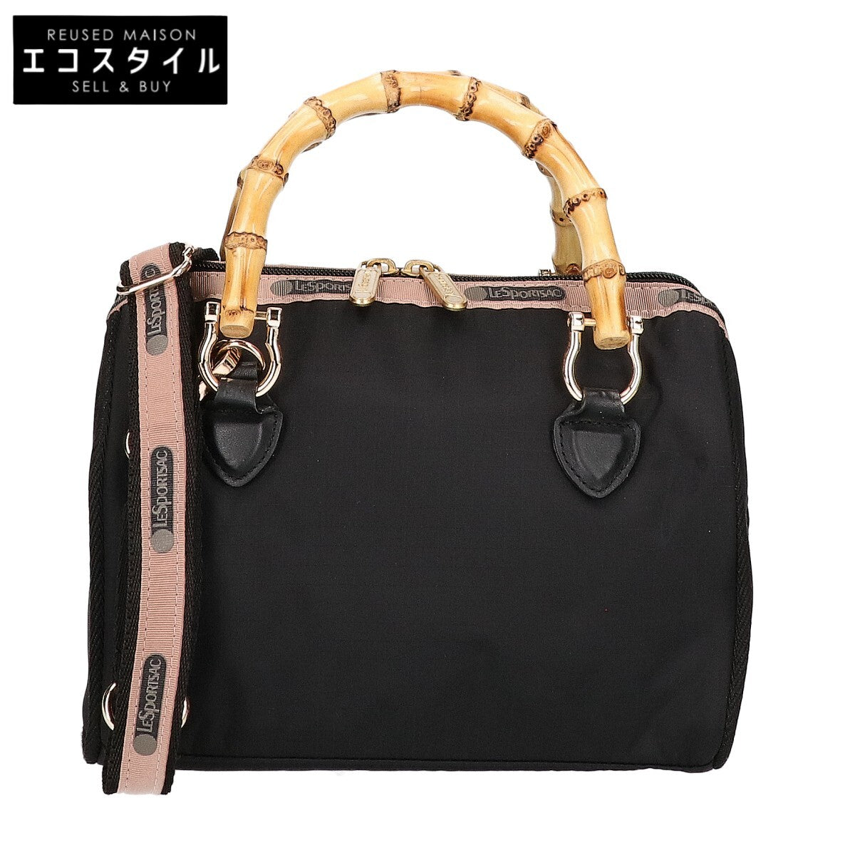 LESPORTSAC レスポートサック SM BAMBOO BOSTON バンブーハンドル ナイロン ハンドバッグ