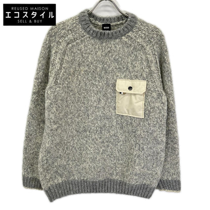 BOSS ボス 10245005 グレー アルパカ ブレンド ポケットナイロン ニット トップス