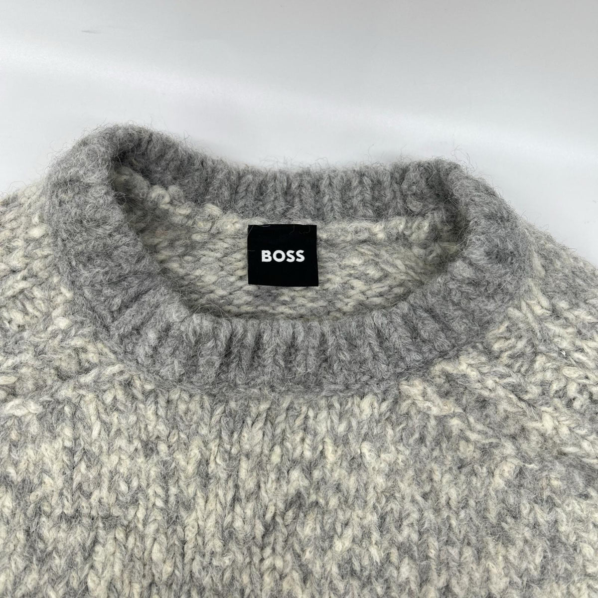 BOSS ボス 10245005 グレー アルパカ ブレンド ポケットナイロン ニット トップス