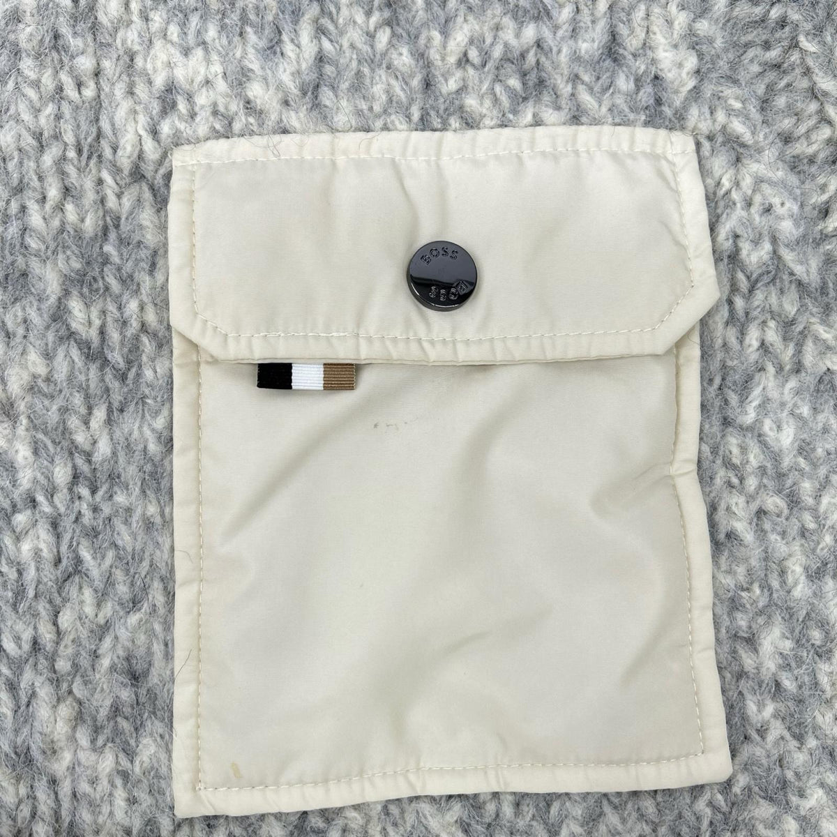 BOSS ボス 10245005 グレー アルパカ ブレンド ポケットナイロン ニット トップス