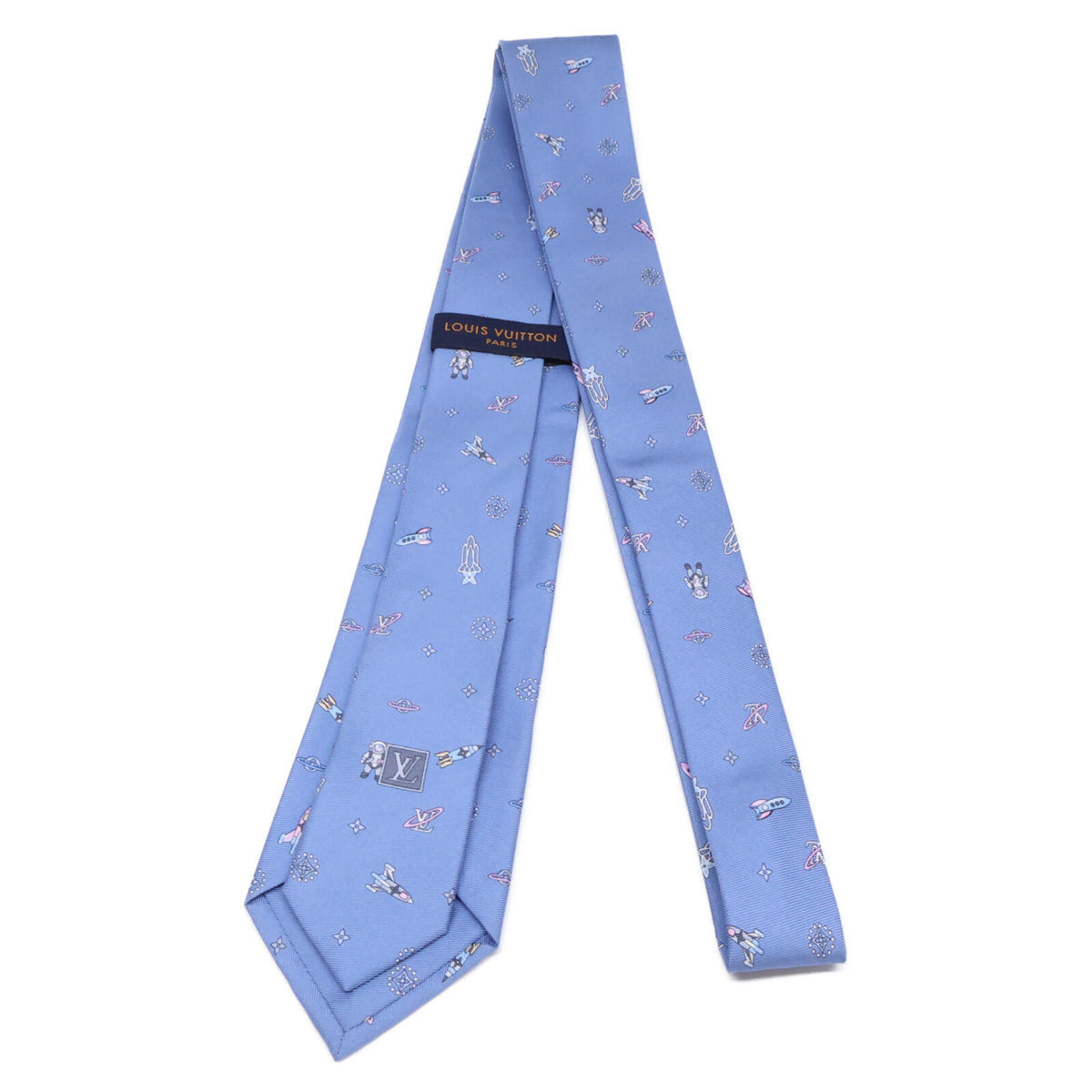LOUIS VUITTON ルイヴィトン 【美品】M73282 クラヴァット・プラネット シルク ネクタイ