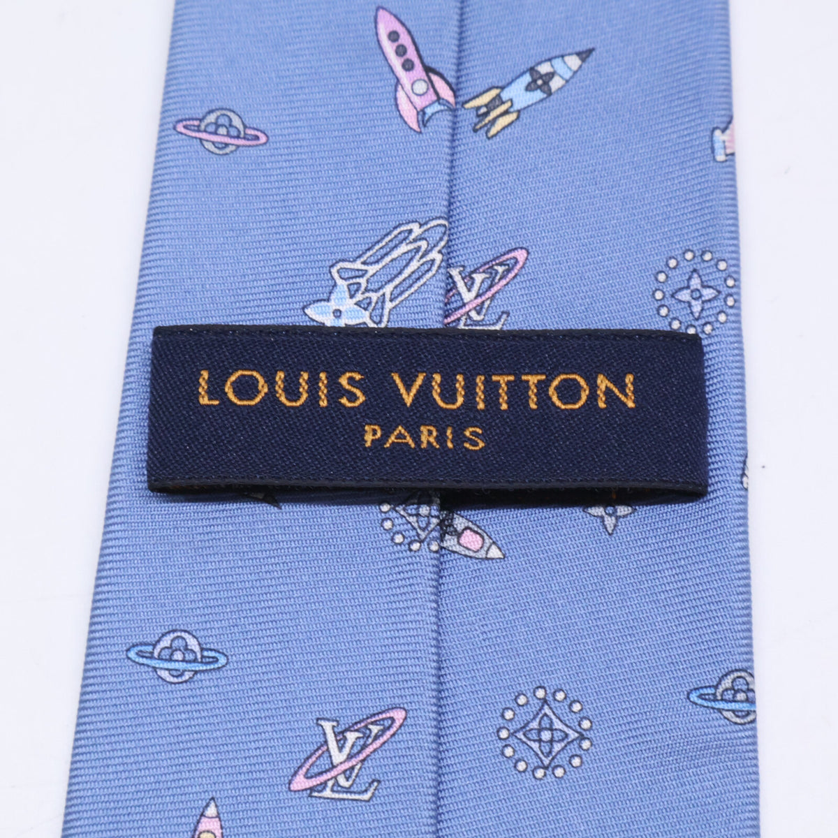 LOUIS VUITTON ルイヴィトン 【美品】M73282 クラヴァット・プラネット シルク ネクタイ