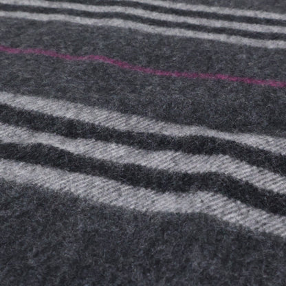 Burberry Black Label バーバリーブラックレーベル ロゴ刺繍 ボーダー カシミヤ フリンジ マフラー