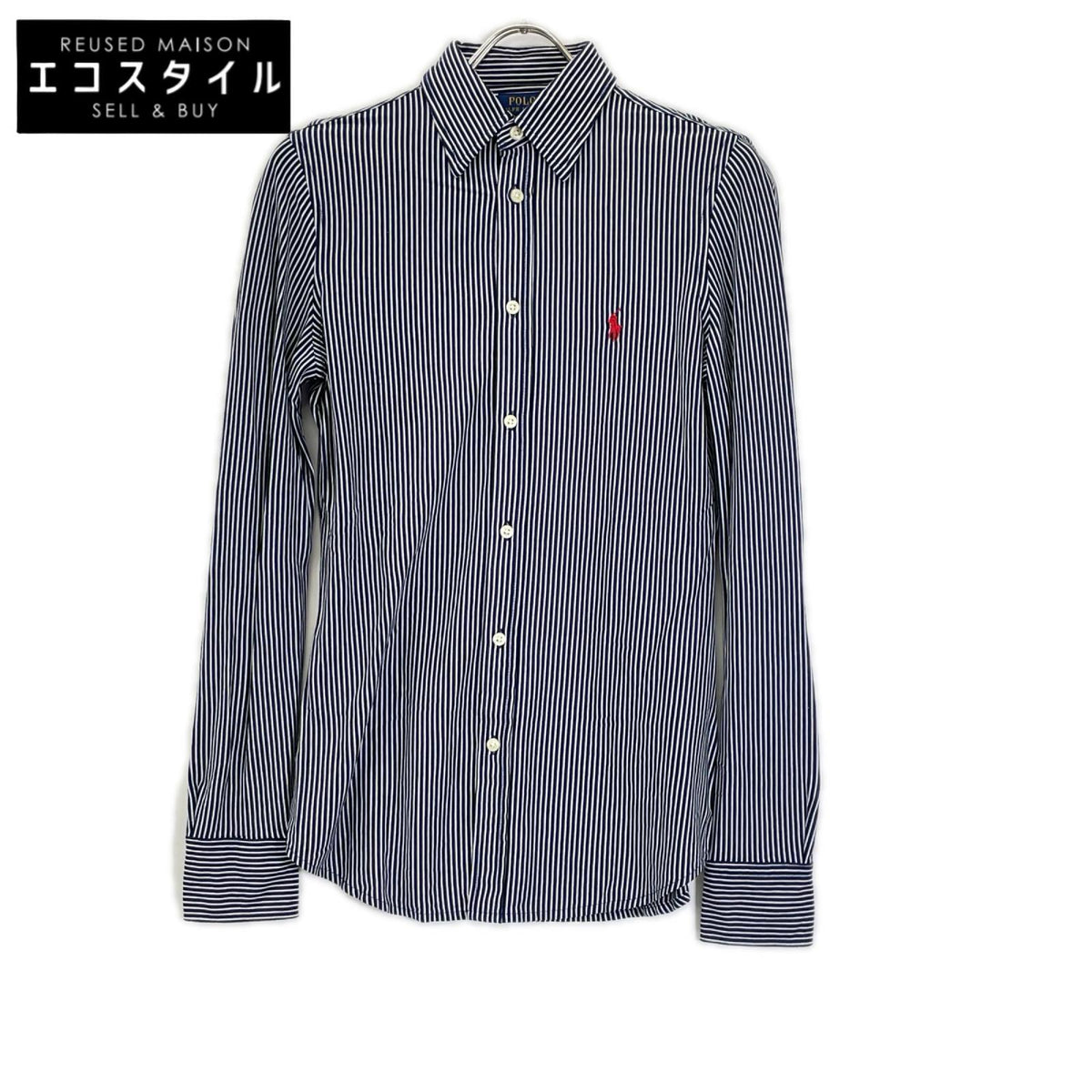 POLObyRalphLauren ポロラルフローレン ネイビー×ホワイト ALEXA STRIPE KNIT 長袖 シャツ トップス
