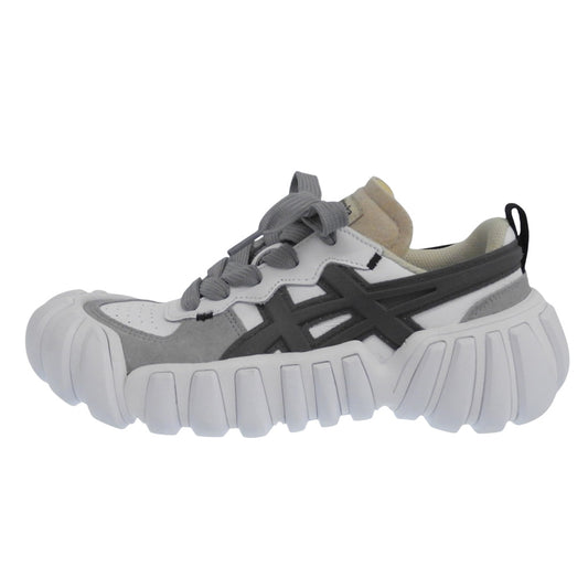 Onitsuka Taiger オニツカタイガー 美品 デンティグレ LS スニーカー シューズ レディース ホワイト×グレー 23.5cm 1183B421 シューズ