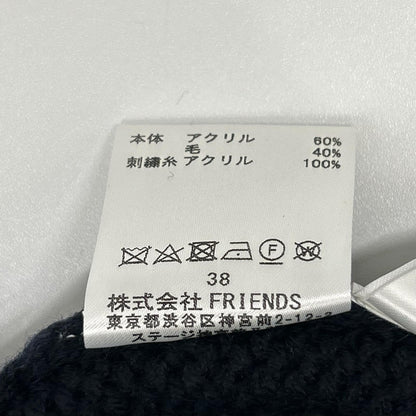 MUVEIL ミュベール MA73KSW008 ネイビー フラワー刺繍 ボトルネック ニット トップス