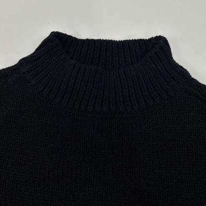 MUVEIL ミュベール MA73KSW008 ネイビー フラワー刺繍 ボトルネック ニット トップス