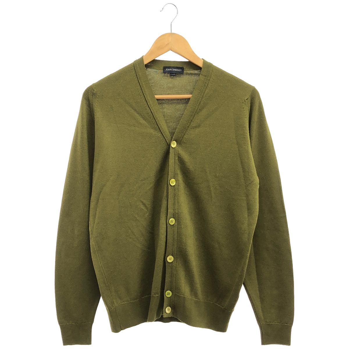 JOHN SMEDLEY ジョンスメドレー グリーン ニュージーランドメリノ ウール100 ボタンカーディガン トップス