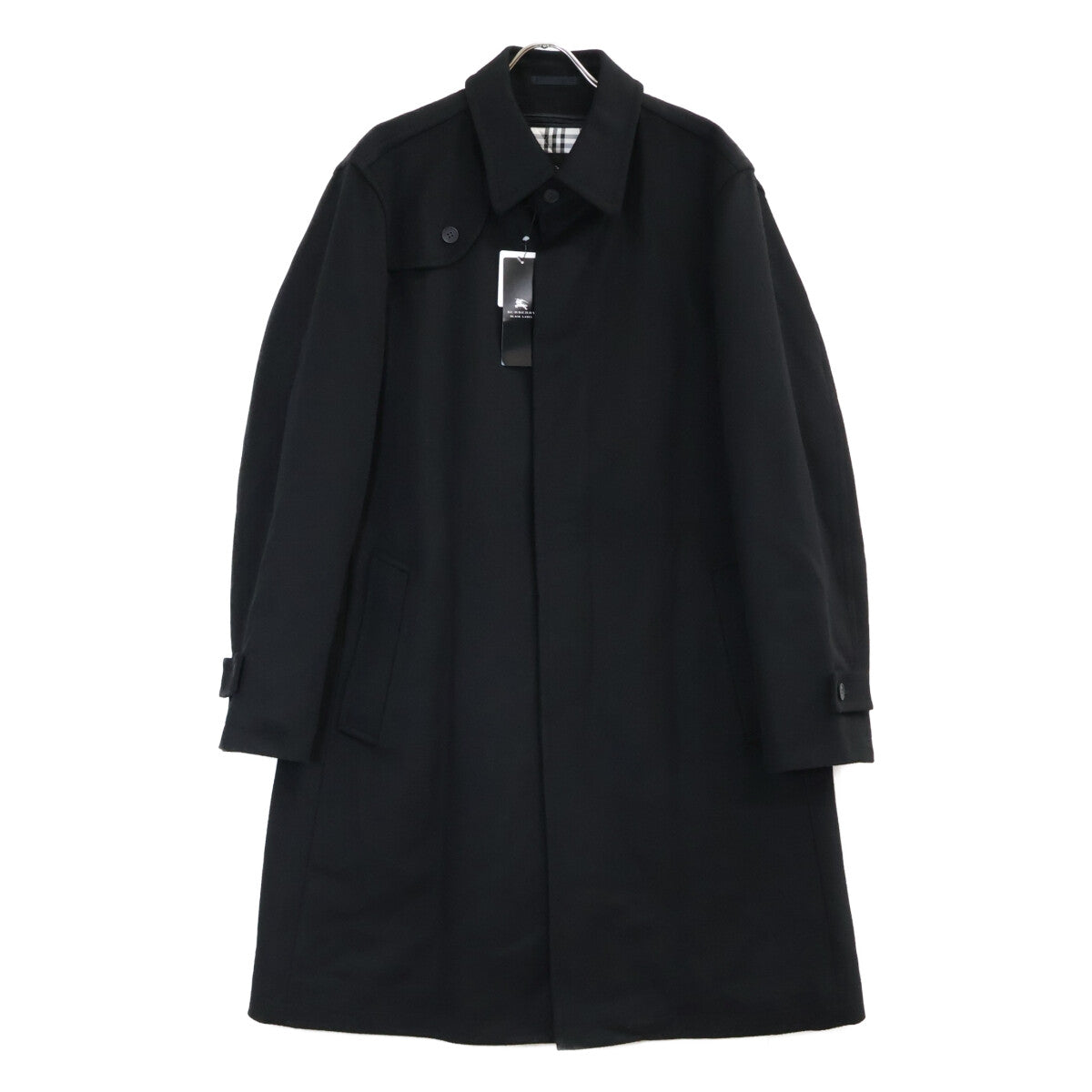 Burberry Black Label バーバリーブラックレーベル ブラック 羊毛×アンゴラ ステンカラーコート コート