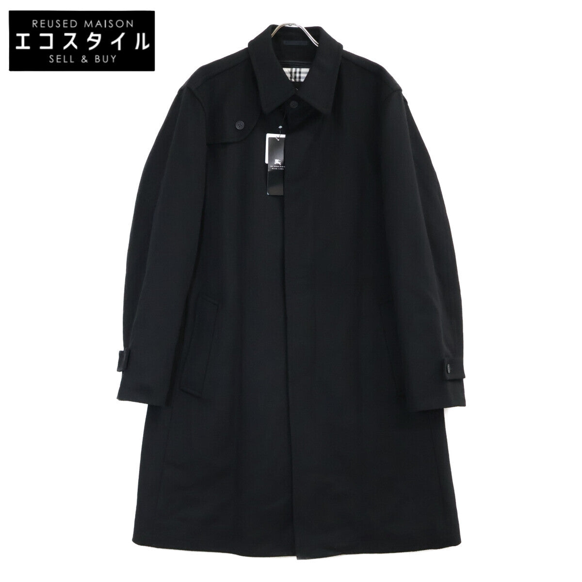 Burberry Black Label バーバリーブラックレーベル ブラック 羊毛×アンゴラ ステンカラーコート コート