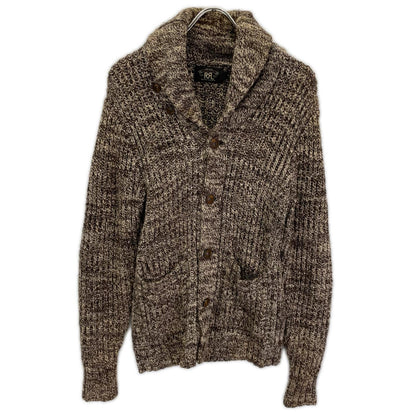 RRL ダブルアールエル ブラウン×ホワイト メランジ ショールカラー ニットカーディガン トップス