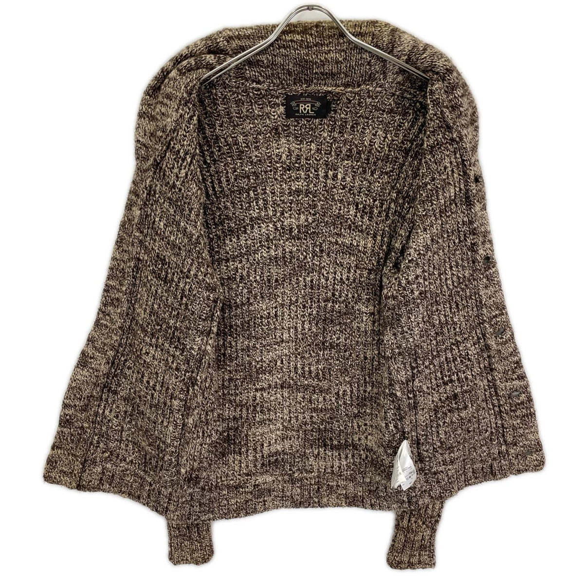RRL ダブルアールエル ブラウン×ホワイト メランジ ショールカラー ニットカーディガン トップス