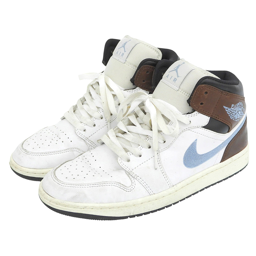 NIKE ナイキ AIR JORDAN 1 MID SE ハイカットスニーカー シューズ メンズ ホワイト ブラック セイル ブルーグレー 27cm FQ7831-142 シューズ