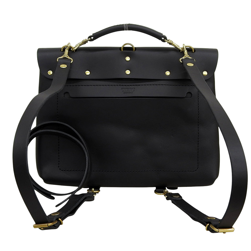 HERZ ヘルツ 美品 ナレッジバッグ M レザー 2WAY ハンドバッグ ショルダーバッグ リュック メンズ ブラック CW-137 ハンドバッグ