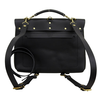 HERZ ヘルツ 美品 ナレッジバッグ M レザー 2WAY ハンドバッグ ショルダーバッグ リュック メンズ ブラック CW-137 ハンドバッグ