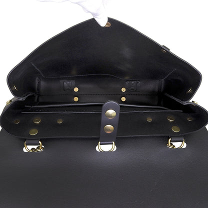 HERZ ヘルツ 美品 ナレッジバッグ M レザー 2WAY ハンドバッグ ショルダーバッグ リュック メンズ ブラック CW-137 ハンドバッグ