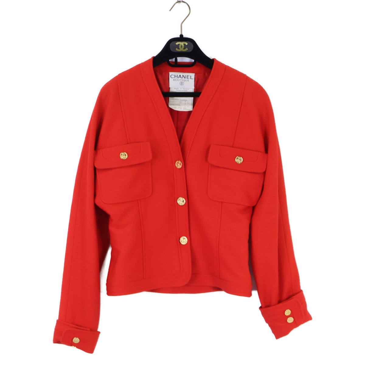 CHANEL シャネル 【美品】20109 ウール マドモアゼルボタン ノーカラージャケット/スカート セットアップ スーツ セットアップ