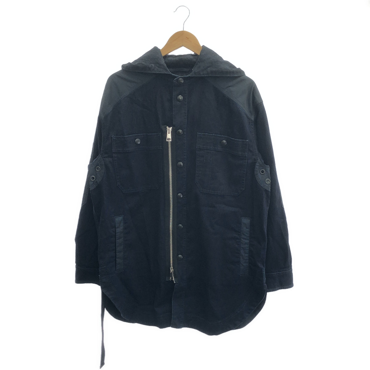 DIESEL ディーゼル インディゴ デニム ナイロン 切り替えフーディ ジップ ジャケット トップス