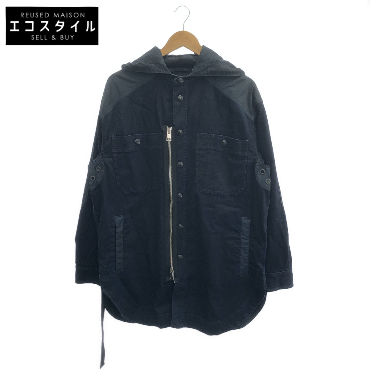 DIESEL ディーゼル インディゴ デニム ナイロン 切り替えフーディ ジップ ジャケット トップス