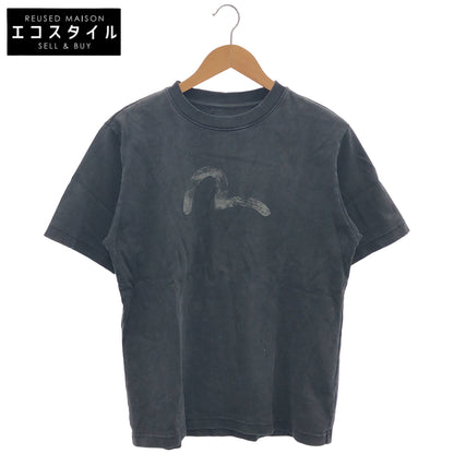 EVISU エヴィス ブラック コットン100 手描きカモメプリント リラックスフィット Tシャツ トップス