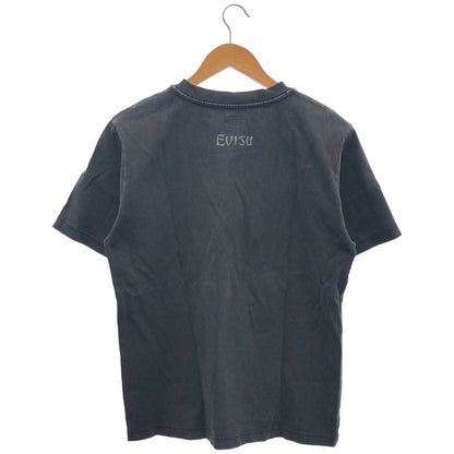 EVISU エヴィス ブラック コットン100 手描きカモメプリント リラックスフィット Tシャツ トップス