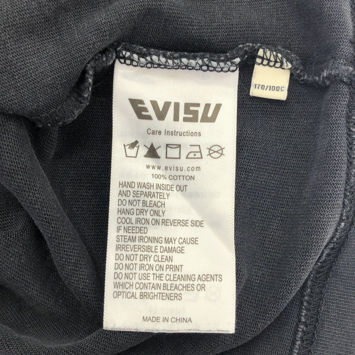 EVISU エヴィス ブラック コットン100 手描きカモメプリント リラックスフィット Tシャツ トップス