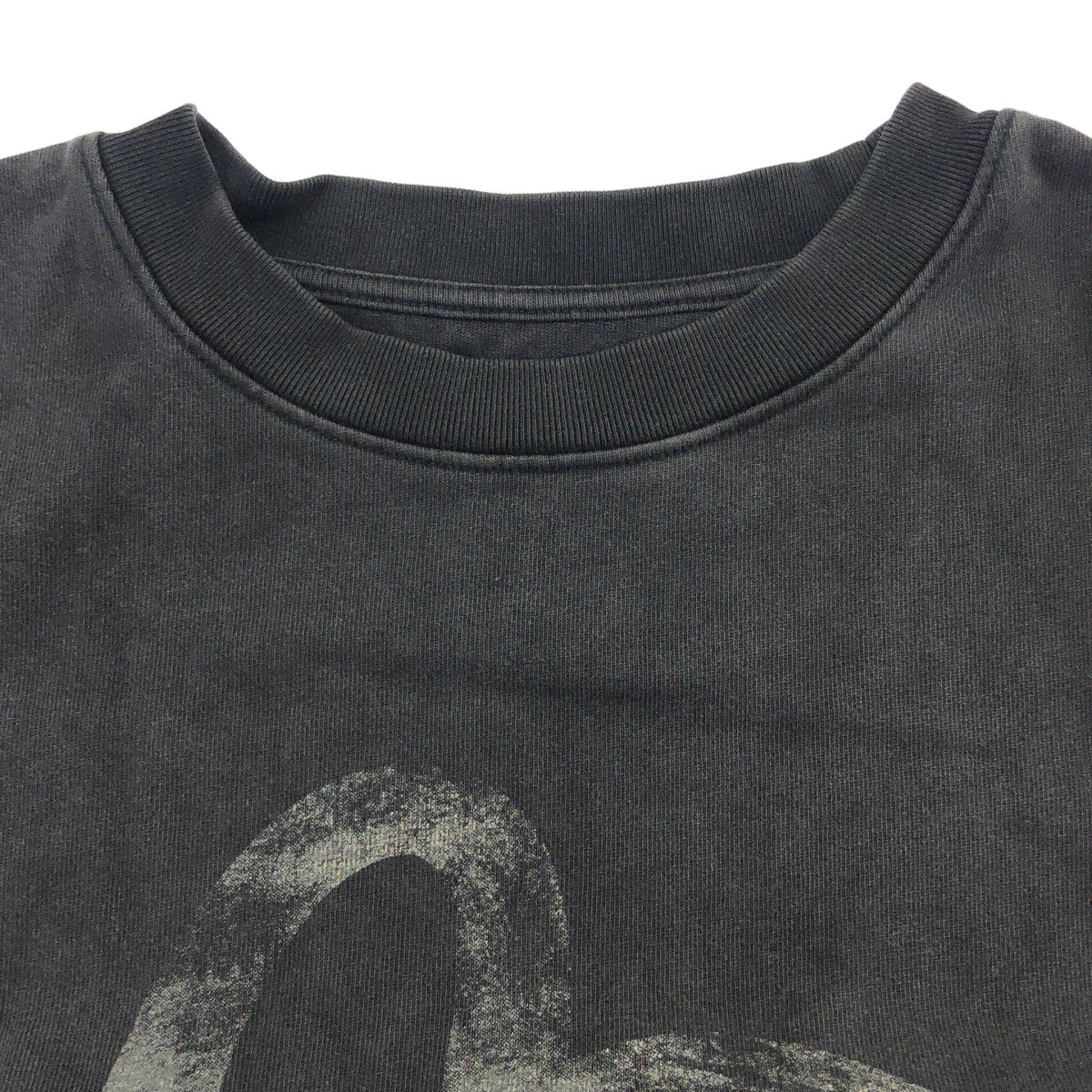 EVISU エヴィス ブラック コットン100 手描きカモメプリント リラックスフィット Tシャツ トップス