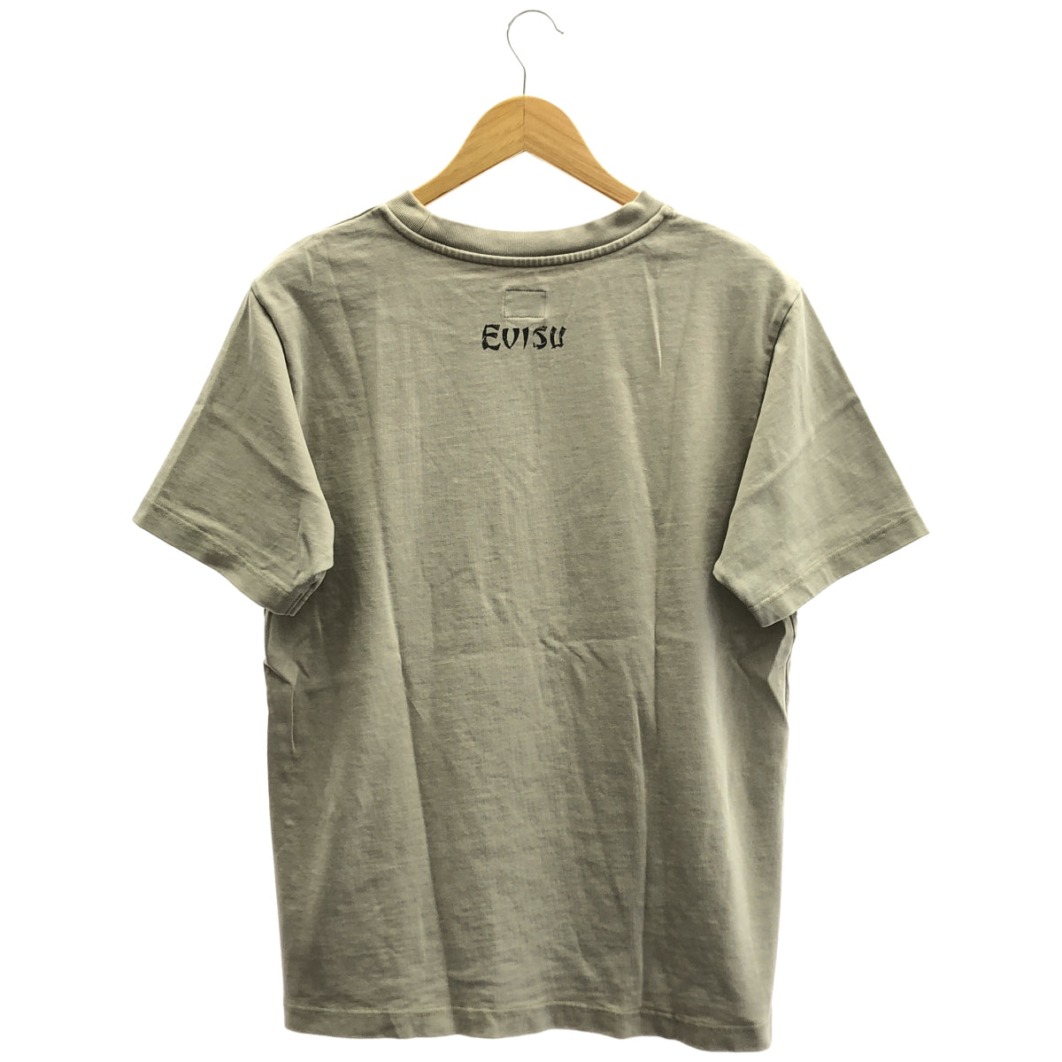 EVISU エヴィス ベージュ コットン100 手描きカモメプリント リラックスフィット Tシャツ トップス