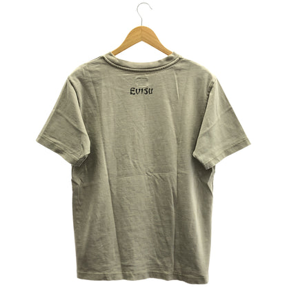 EVISU エヴィス ベージュ コットン100 手描きカモメプリント リラックスフィット Tシャツ トップス