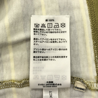 EVISU エヴィス イエロー カモメアップリケ リラックスフィット ストライプTシャツ トップス