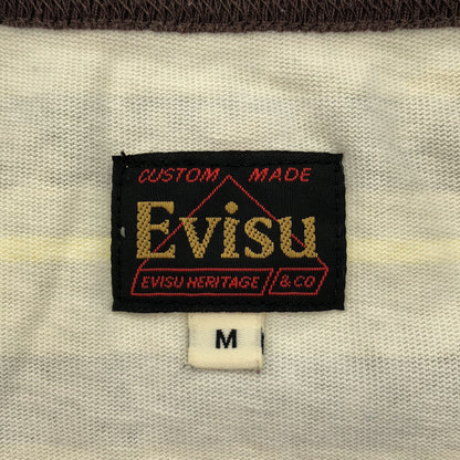 EVISU エヴィス イエロー カモメアップリケ リラックスフィット ストライプTシャツ トップス