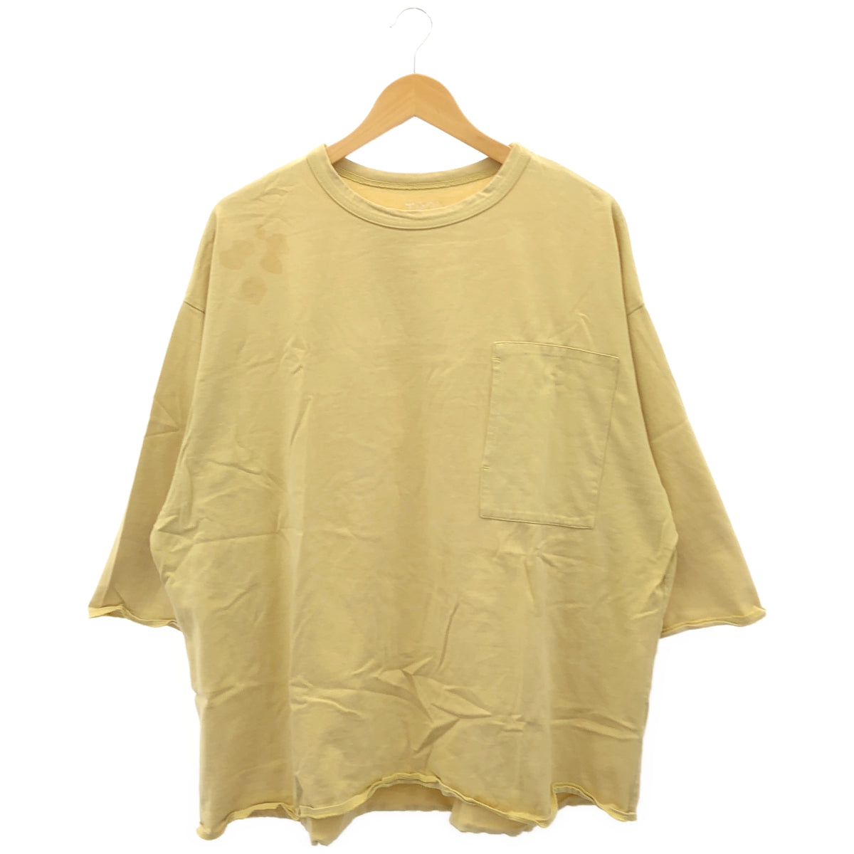 TIGHTBOOTH タイトブース イエロー コットン100 七分丈 ポケットTシャツ トップス