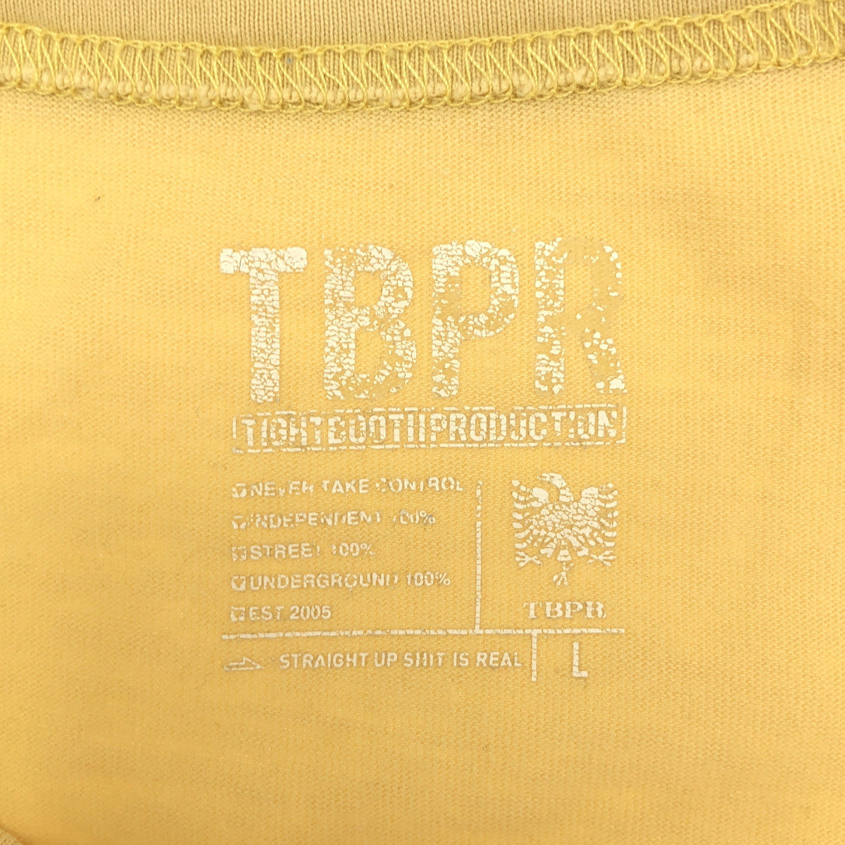 TIGHTBOOTH タイトブース イエロー コットン100 七分丈 ポケットTシャツ トップス