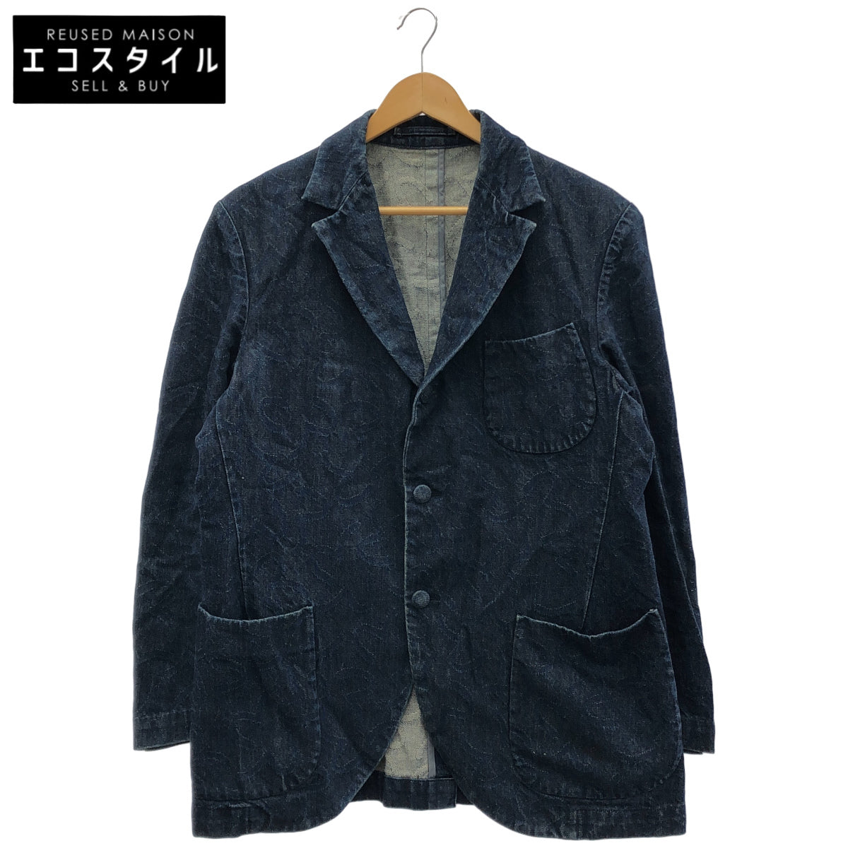 EVISU エヴィス HIDEHIKO YAMANE インディゴ 総柄 デニム テーラードジャケット トップス