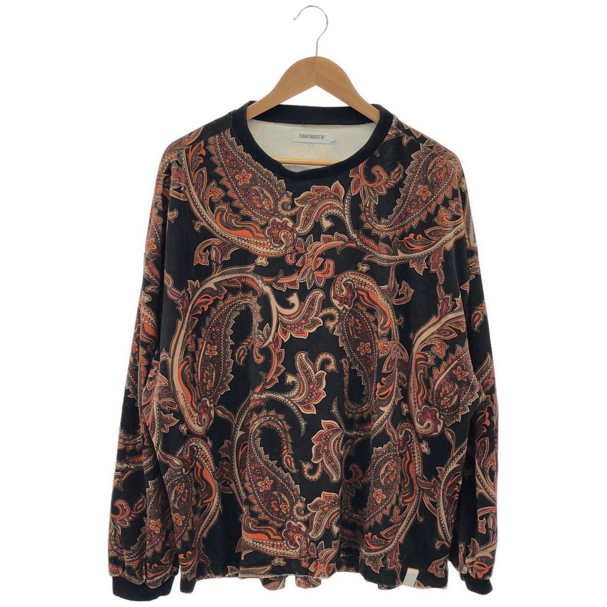TIGHTBOOTH タイトブース ブラック 22SS PAISLEY VELOUR LONG SLEEVE Tシャツ トップス