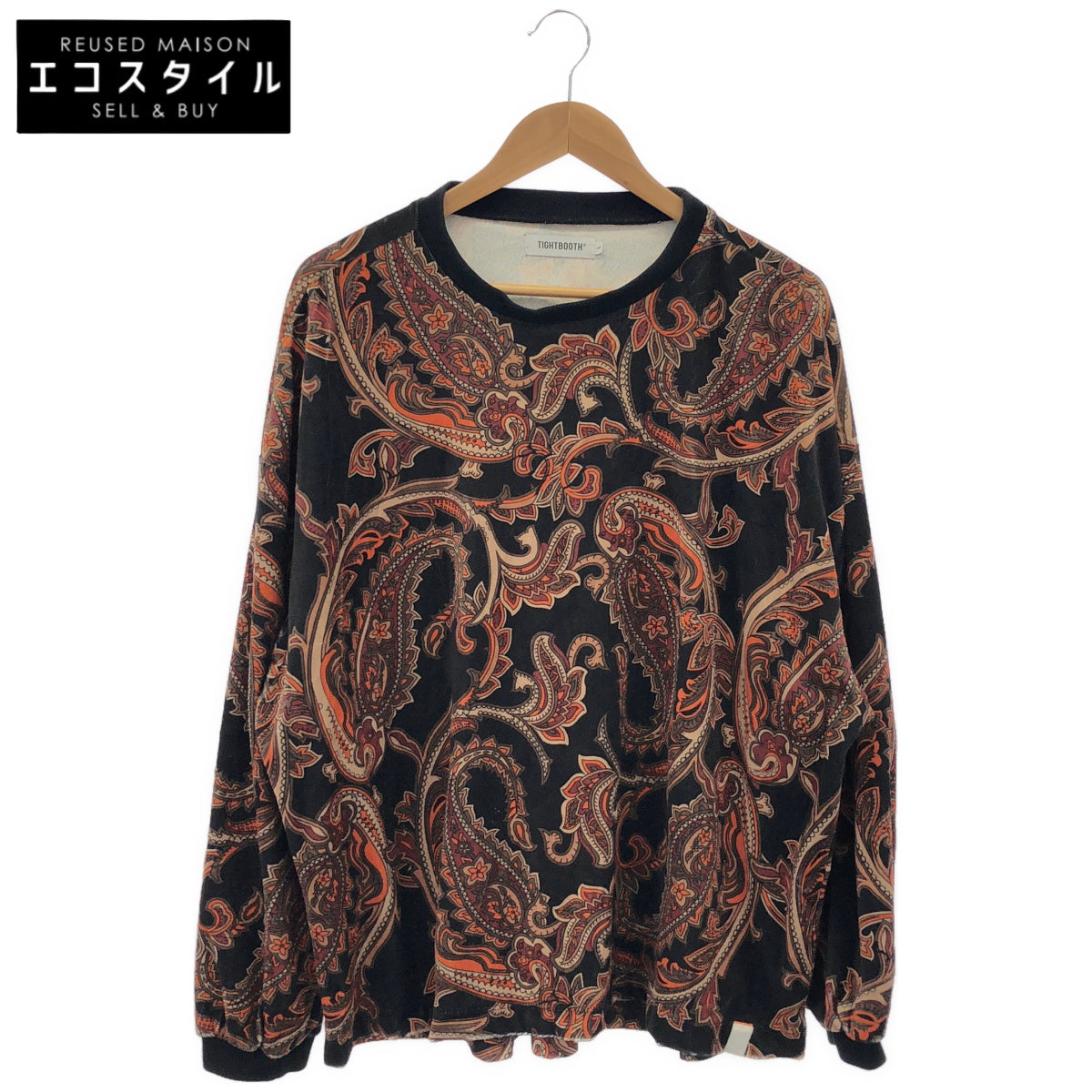 TIGHTBOOTH タイトブース ブラック 22SS PAISLEY VELOUR LONG SLEEVE Tシャツ トップス