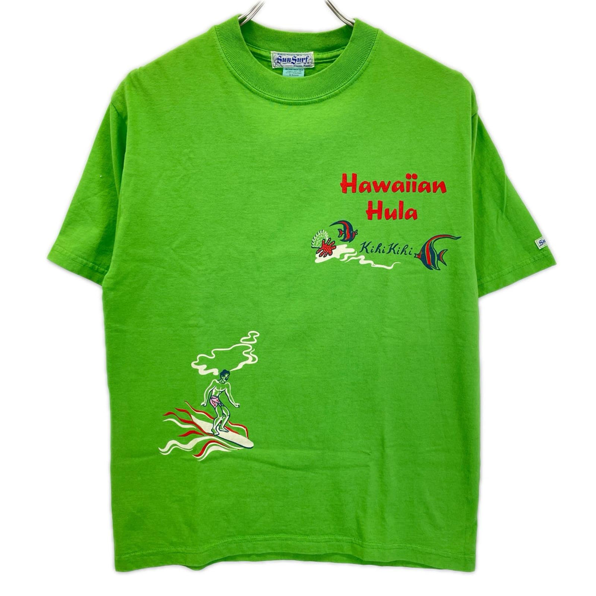 SUN SURF サンサーフ USA製 グリーン HAWAIAN HULA 半袖 Tシャツ トップス