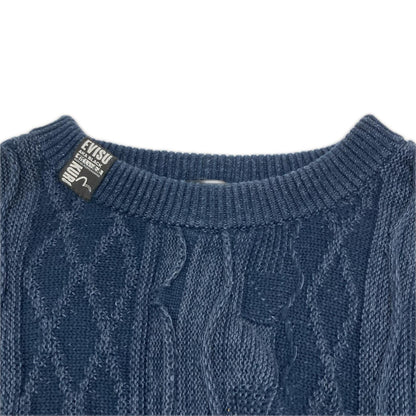 EVISU エヴィス 【EVISUKURO】24AW ネイビー Logo Label Relax Fit ニットセーター トップス