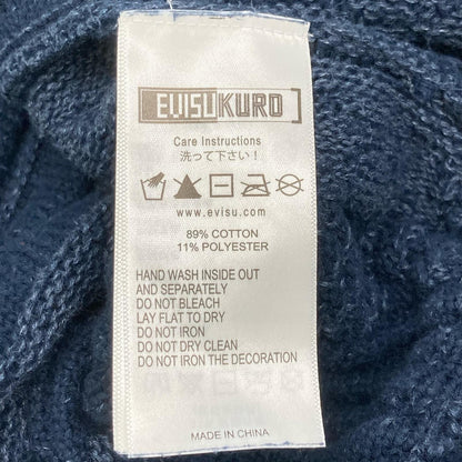 EVISU エヴィス 【EVISUKURO】24AW ネイビー Logo Label Relax Fit ニットセーター トップス