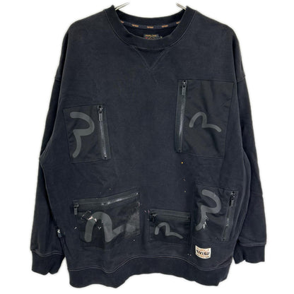 EVISU エヴィス ブラック Multi-Pockets with Seagull Print Loose Fit スウェット トップス
