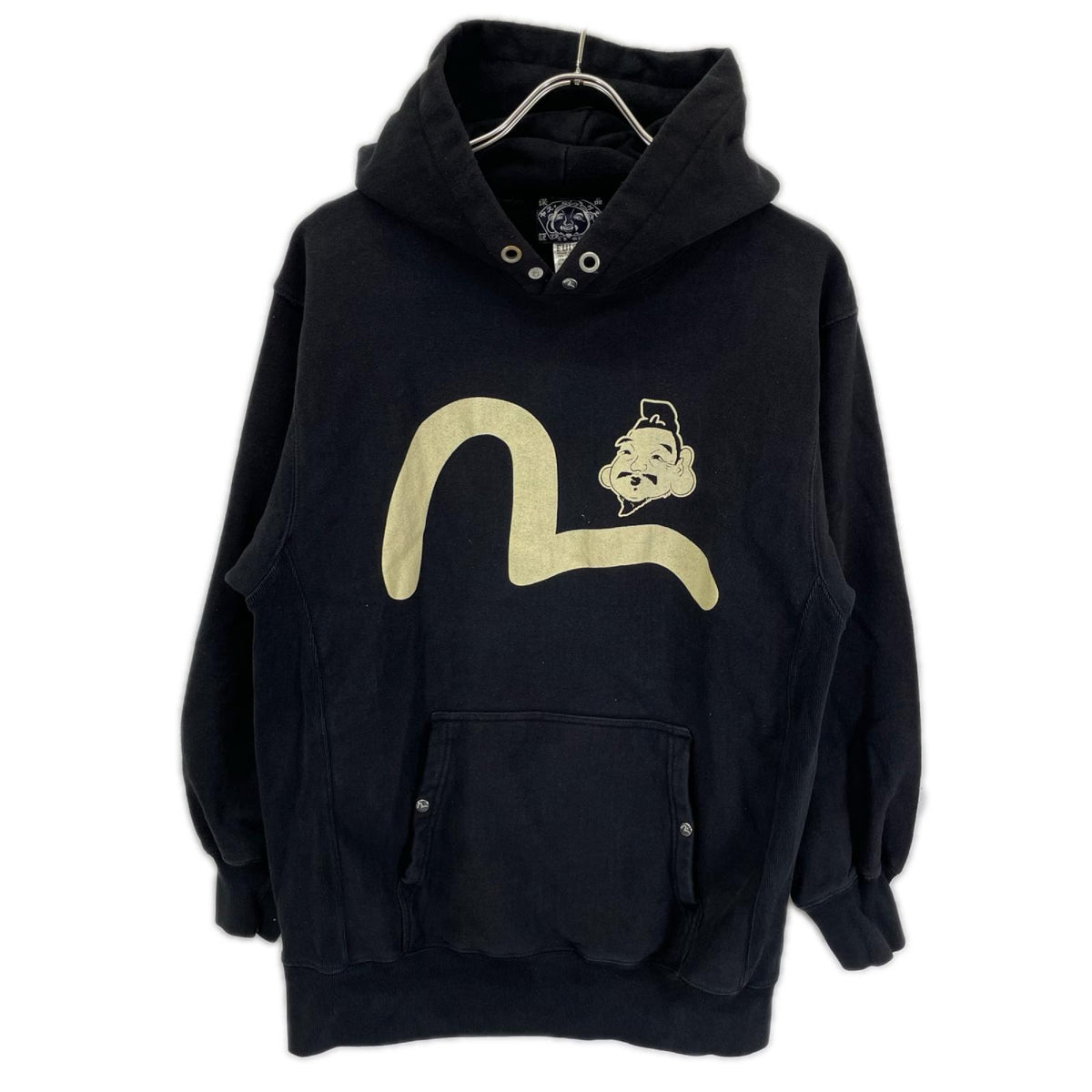 EVISU エヴィス ブラック カモメ フェイス 顔 プリント プルオーバーパーカー トップス