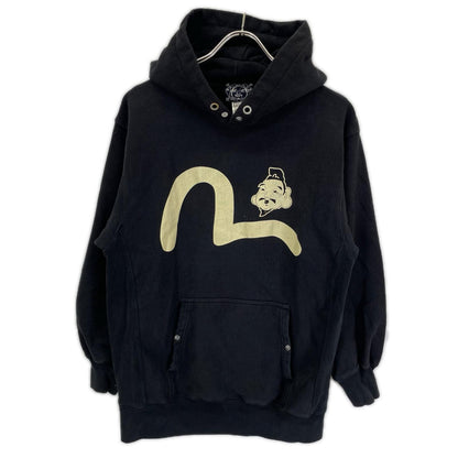 EVISU エヴィス ブラック カモメ フェイス 顔 プリント プルオーバーパーカー トップス