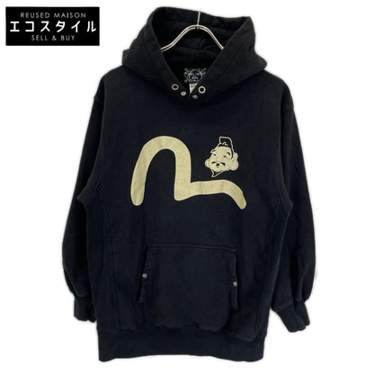 EVISU エヴィス ブラック カモメ フェイス 顔 プリント プルオーバーパーカー トップス
