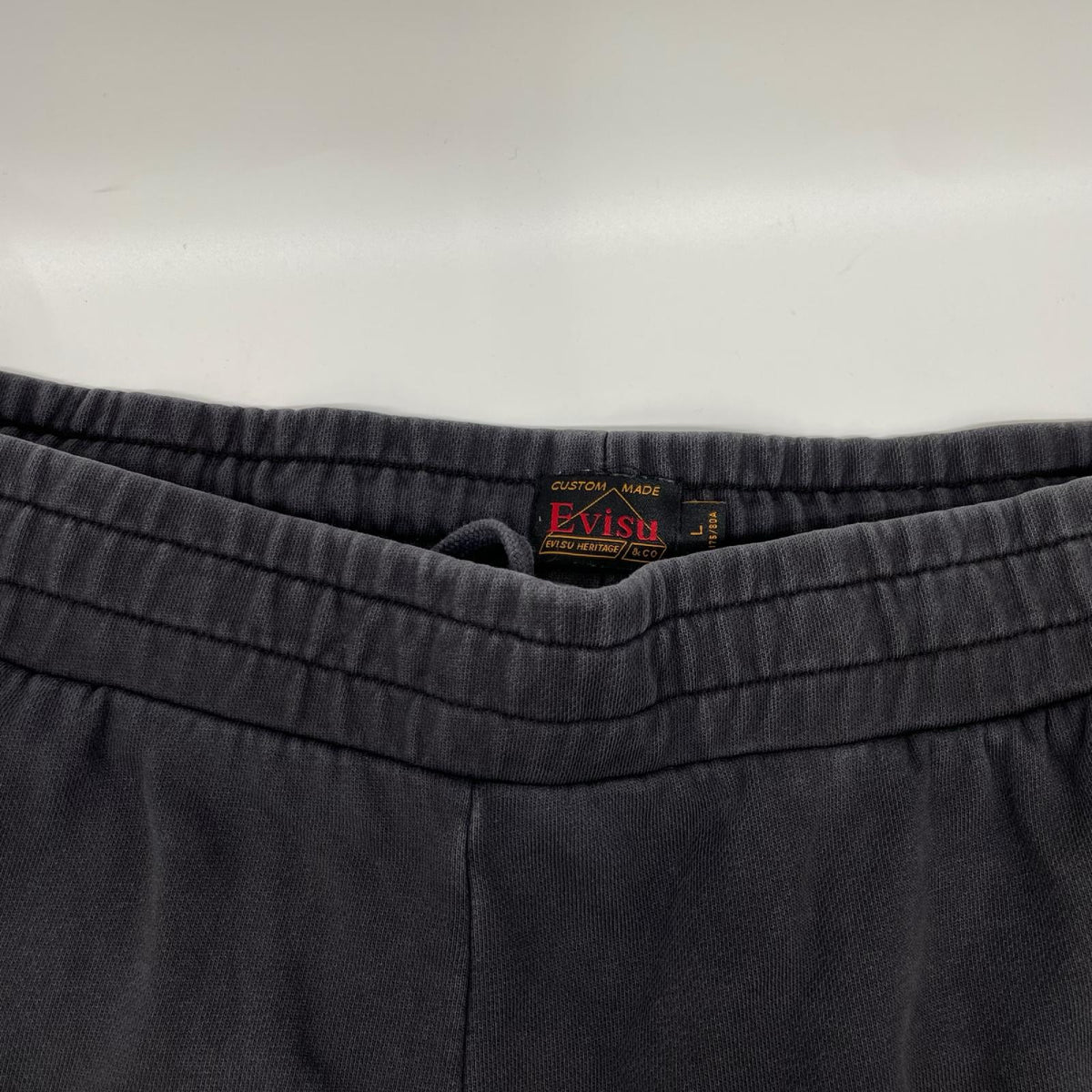 EVISU エヴィス ブラック ウォッシュド大黒プリント ファッションフィット スウェットパンツ ボトムス