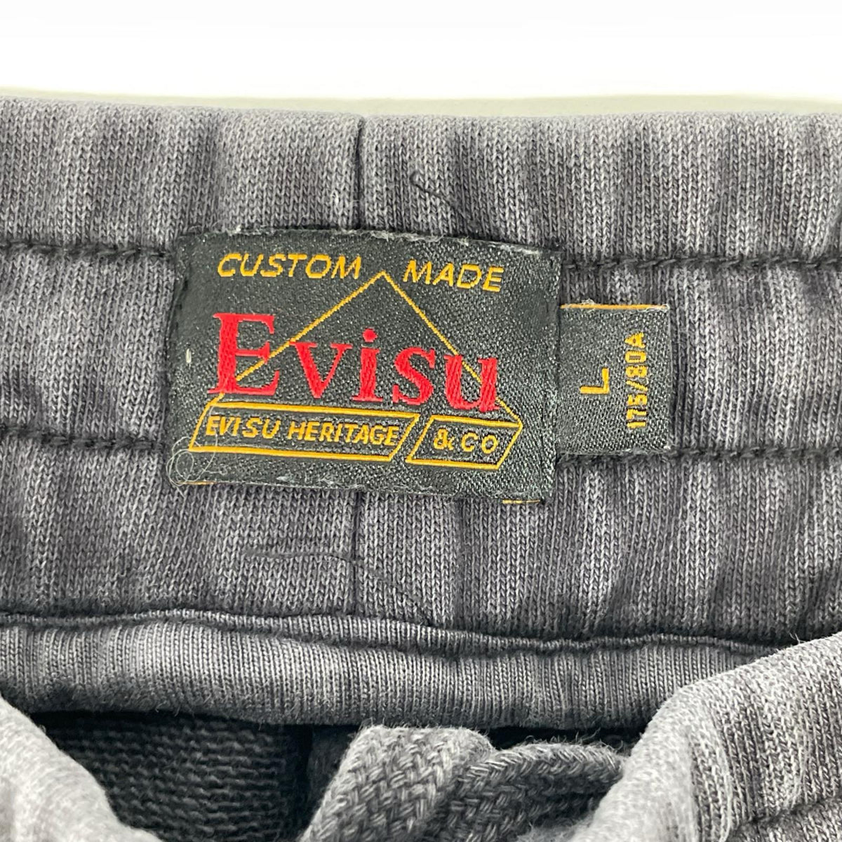 EVISU エヴィス ブラック ウォッシュド大黒プリント ファッションフィット スウェットパンツ ボトムス