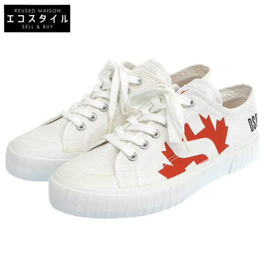 DSQUARED2 ディースクエアード 新品同様 ローカットスニーカー シューズ メンズ ホワイト/レッド 42 S8113DW-A00 シューズ