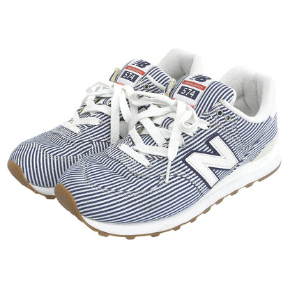 NEW BALANCE ニューバランス 美品 ヒッコリー柄 スニーカー シューズ メンズ ホワイト/ネイビー 27cm ML574YLH シューズ